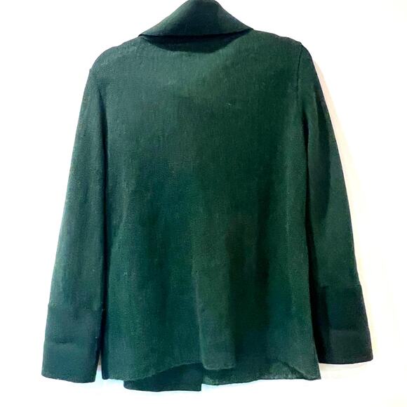 Beyond Threads Asymmetrical Cardigan Small Hunter Green Alpaca Wool Peru - Picture 2 of 9